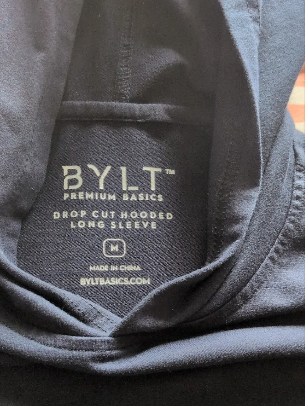 BYLT Basics Men’s Navy Drop Cut Hooded Long-Sleeve Pullover